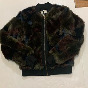 Marrakech Faux Fur Camouflage bomber Jacket